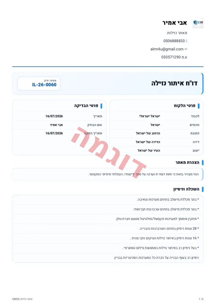 עמוד 1 מתוך 5 — דוח בדיקה לדוגמה
